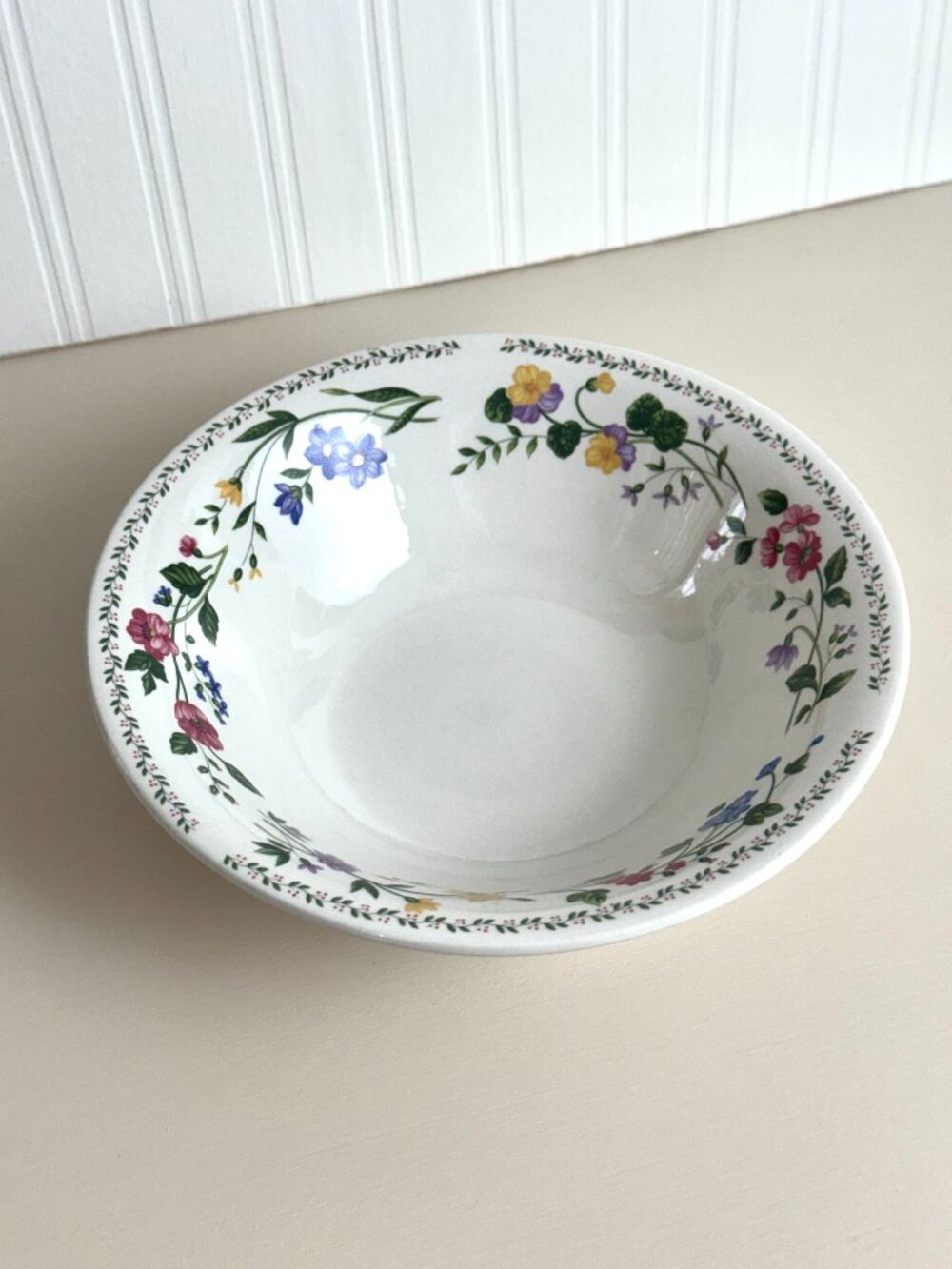 Farberware English Garden 9.5" Serving Bowl 225 Stoneware Vintage Floral